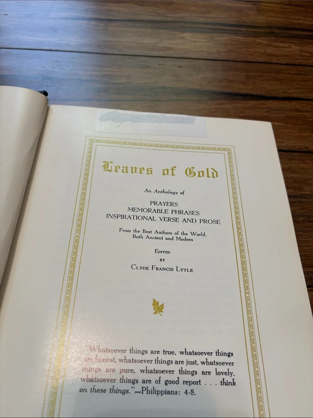 Leaves Of Gold 1948 Leather-bound Anthology Book